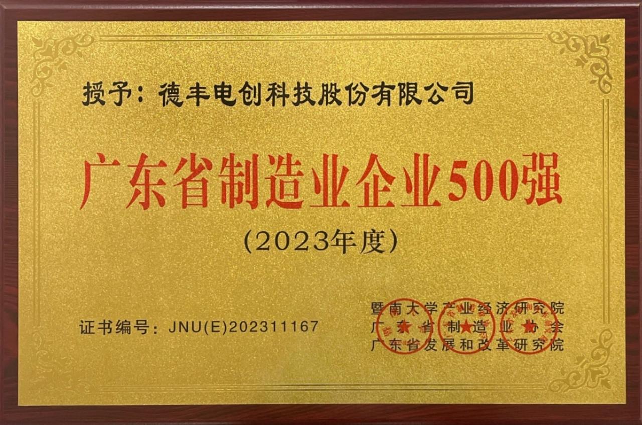 Guangdong Province Top 500 Manufacturing Plaques 2023 HD Edition